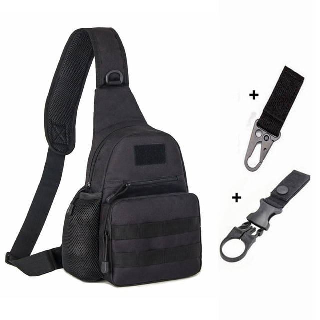 Men Tactical Sling Bag Military Chest Shoulder Molle Black Backpack Cross  Body